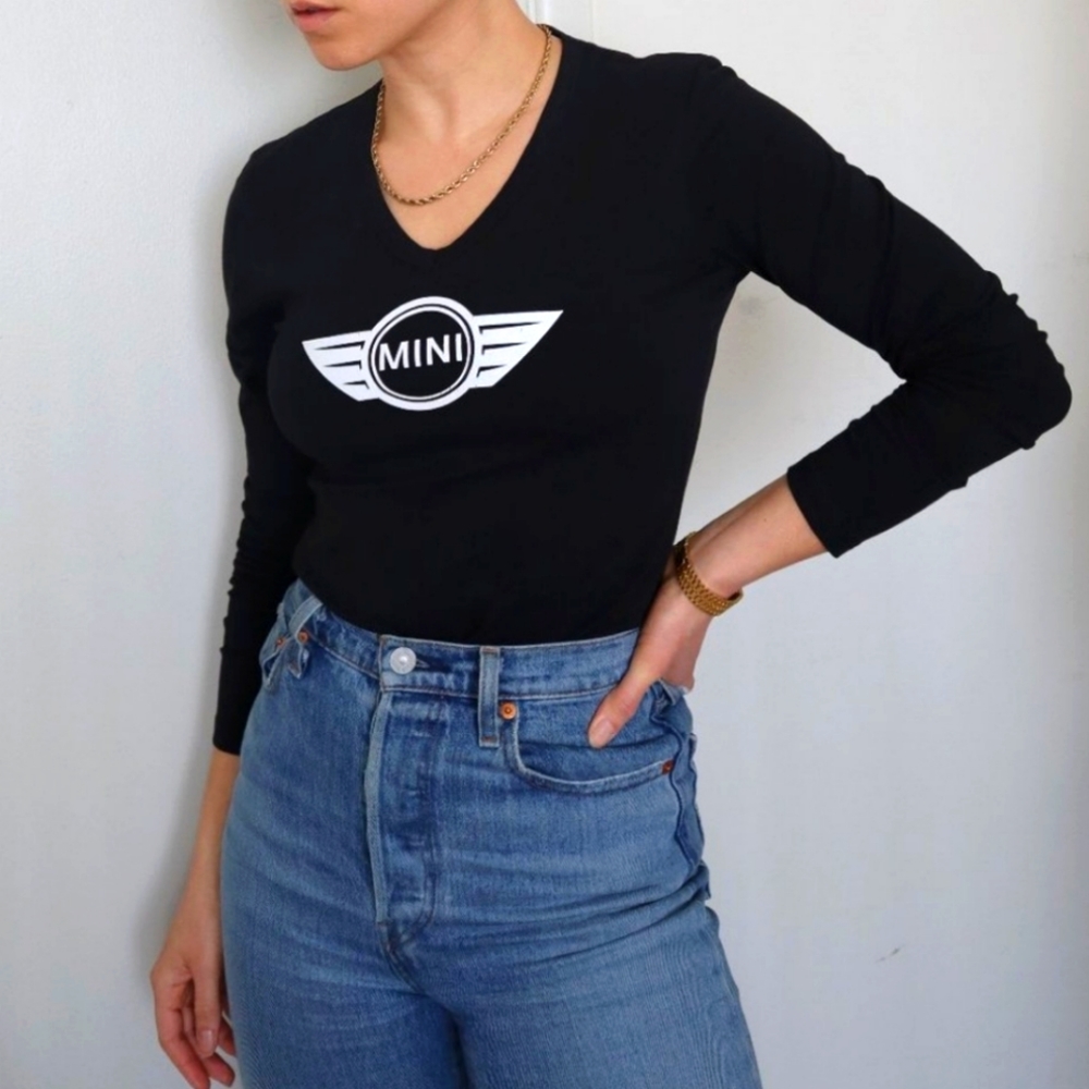 Mini Cooper Logo Long Sleeve T-Shirt Black sz Large